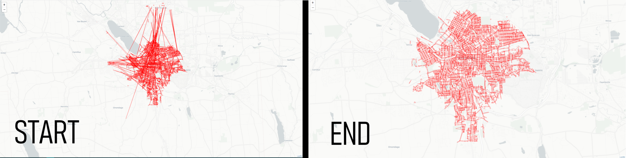 Filtered geofences displayed using leaflet in Chrome web browser.